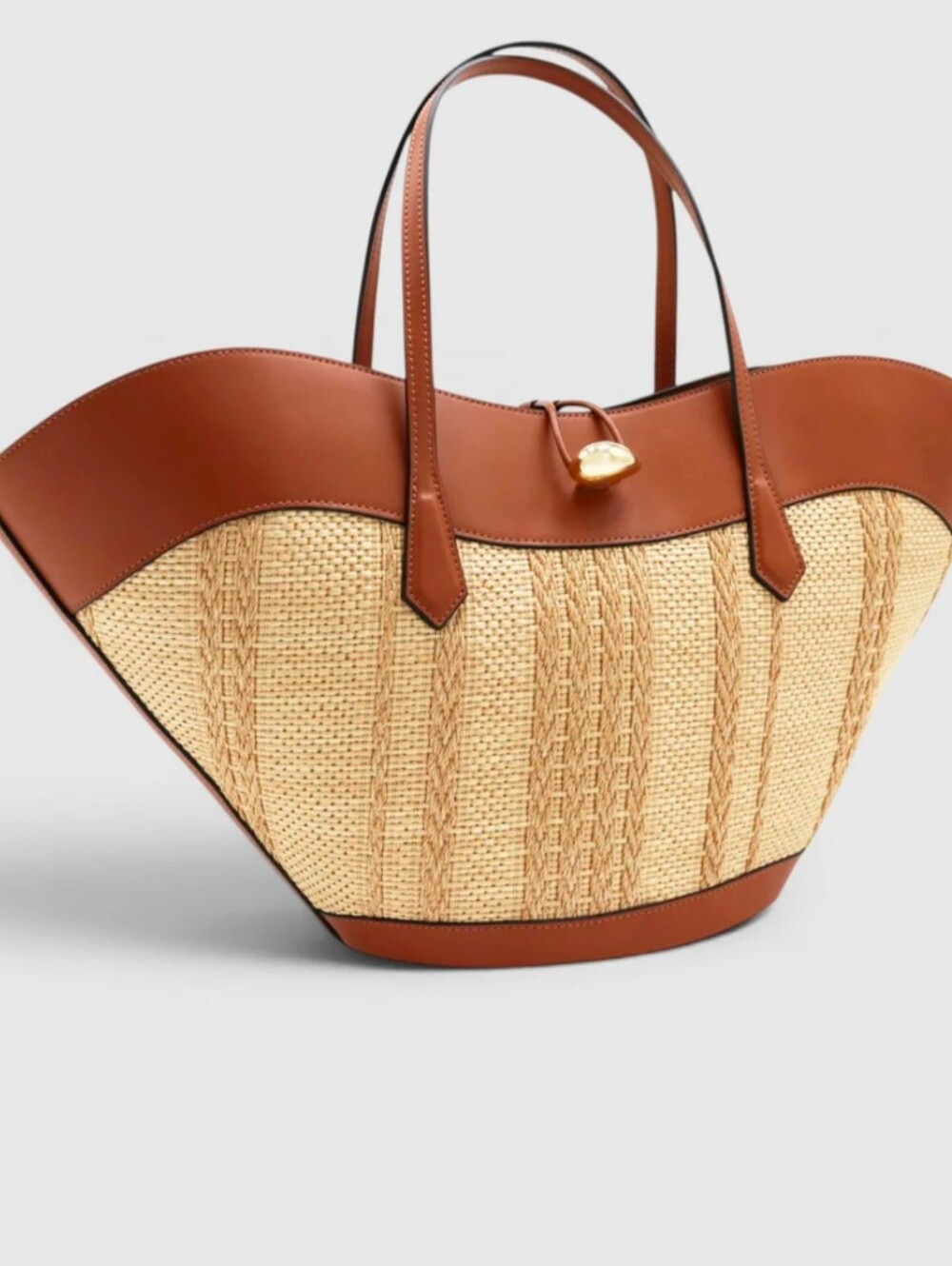 EUC Cheval Firenze Woven Raffia And Leather Tote Bag - Picture 3 of 8